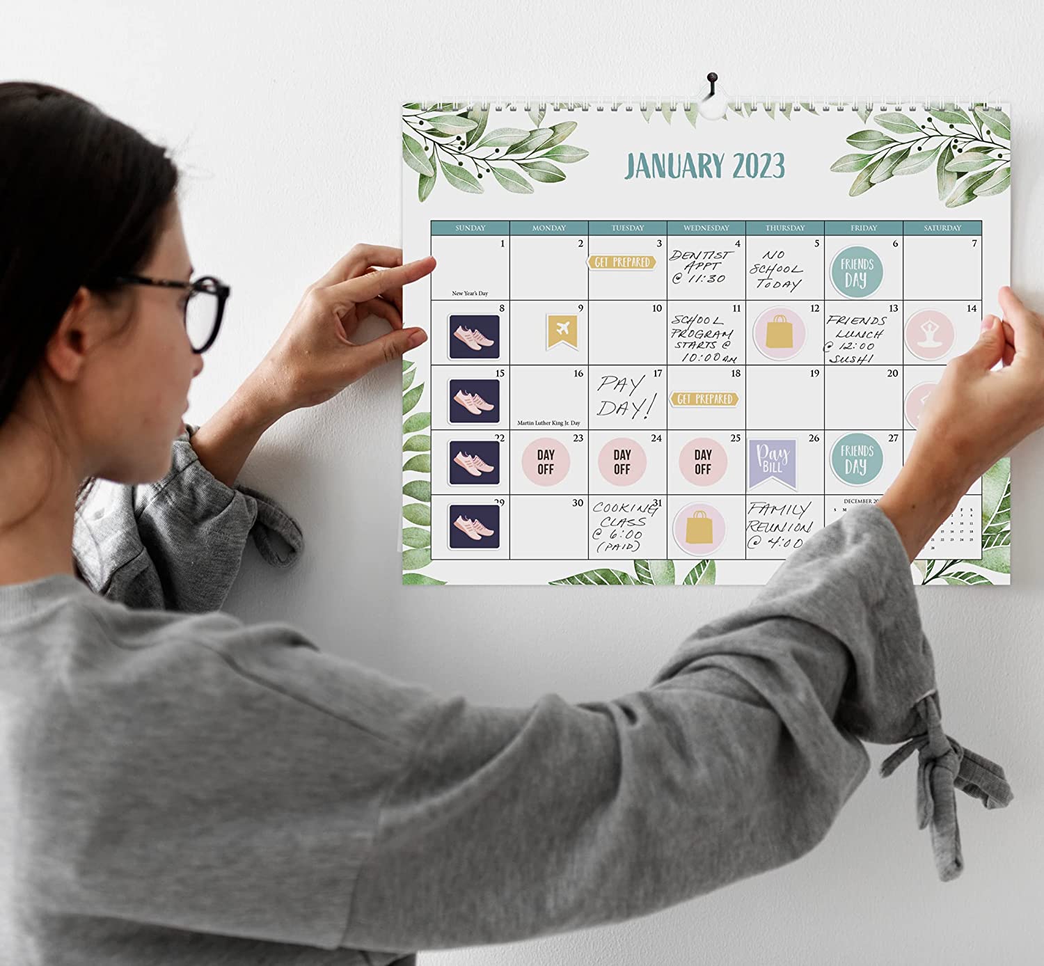 Aesthetic Greenery 2023 Wall Calendar - The Perfect Calendar for Easy Planning - Beautiful Calendar Decor to Enhance Your Kitchen or Office - Image 4